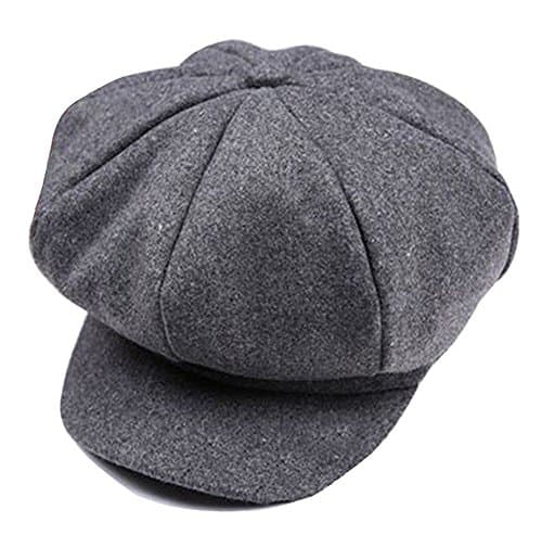 Image of Retro Style Baker Boy Flat Cap Visor Beret Newsboy Cap Kids Winter Hats Grey