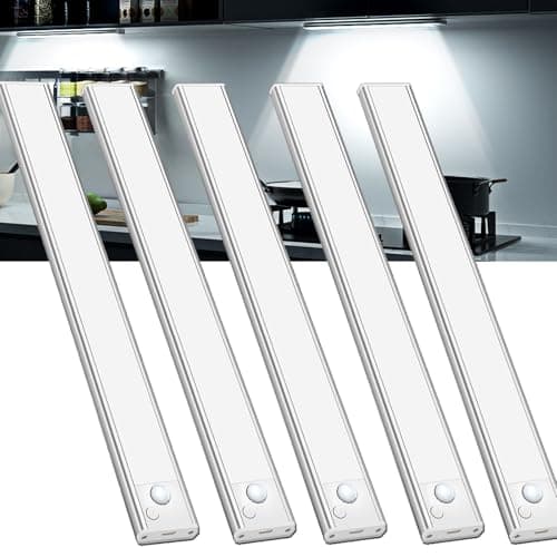 Image of JEKEMORYE Under Cupboard Kitchen Lights LED - White 20CM 5 Pack - with 3 USB Cables