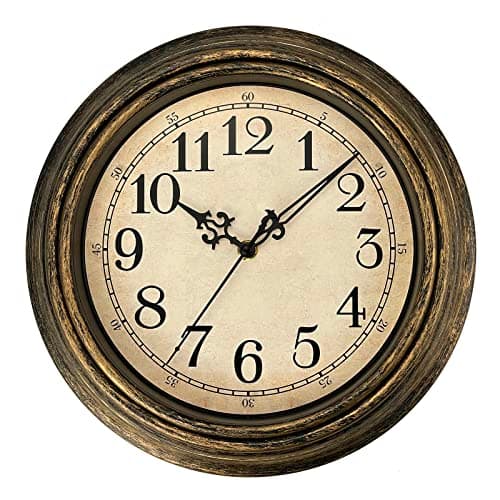 Image of Plumeet Retro Wall Clock, 12'' Non Ticking Classic Silent Vintage Wall Clocks Decorative Kitchen Living Room Bedroom - Battery Operated