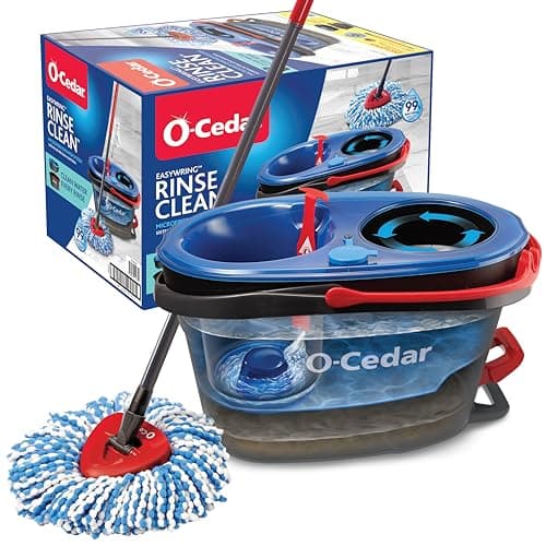 Image of O-Cedar EasyWring RinseClean Microfiber Spin Mop & Bucket Floor Cleaning System, Grey