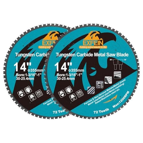 Image of 355mm 72T Metal Circular Cutting Disc - 2-Pack EXFEIN Tungsten Carbide Tipped Cutting Discs Bore 30mm for Steel Nickel Titanium Ferrous Metals Steel Pipe