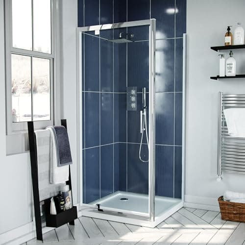 Image of Nes Home 760 x 760mm Pivot Door Shower Enclosure & Side Panel Chrome