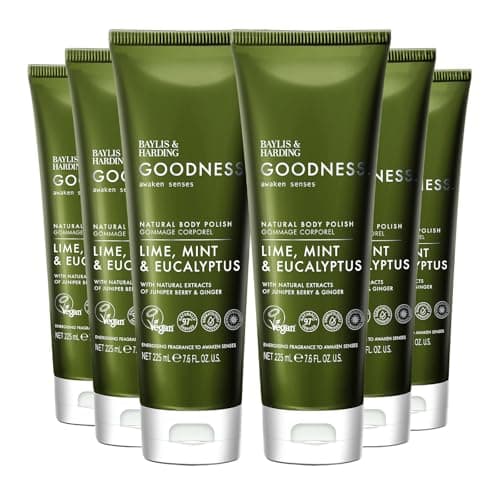 Image of Baylis & Harding Goodness Awaken Lime, Mint & Eucalyptus Body Scrub, 225 ml (Pack of 6) - Vegan Friendly