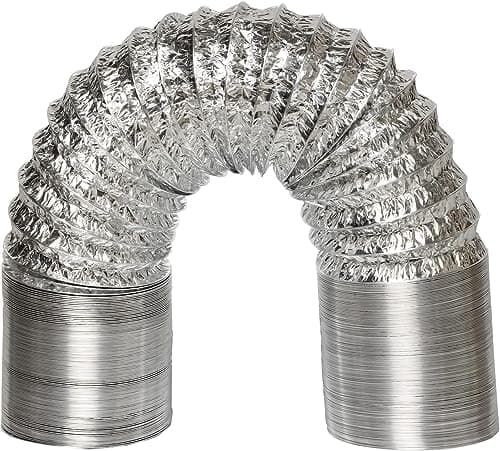 Image of Venture Flexible Ducting Aluminum Foil Non - Insulated Heat Ducting Hose Ducting Pipe with 2 Clamps for Extractor Fan, Dryer Vent, Cooker Hood (12"(300mm) X 5m)
