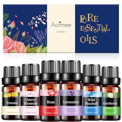 Image of Aofmee Essential Oil, 6 x 10ml Essential Oils for Diffusers for Home, Lavender Essential Oils for Sleep, Floral Fragrance Oils for Soap & Candle Making Scents, Rose Aromatherapy Oil Gift Set for Women