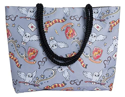 Image of Harry Potter Tote Travel Bag Gryffindor Hedwig All Over Print Grey