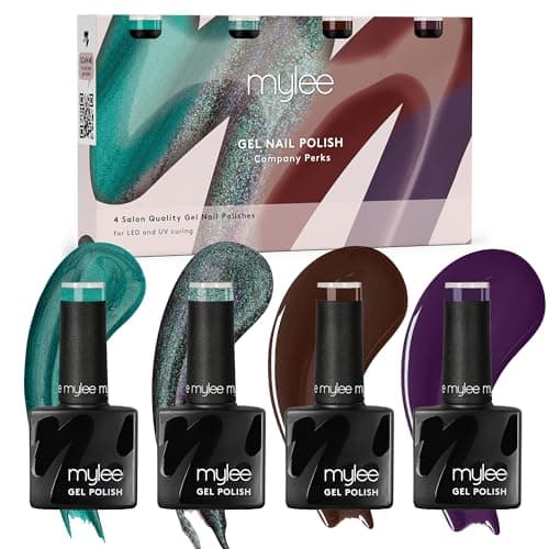 Image of Mylee Gel Nail Polish Quad Set 4x8ml [Company Perks] - Autumn/Winter Range - UV/LED Soak-Off Nail Art Manicure Pedicure for Professional, Salon & Home Use - Long Lasting & Easy to Apply