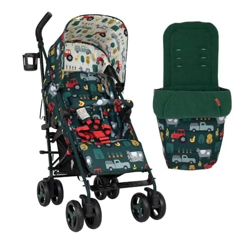 Image of Cosatto Supa 3 Pushchair with Footmuff – Lightweight Stroller from Birth to 25Kg - Easy, Compact, Umbrella Fold, Large Shopping Basket, Carry Handle Footmuff (Old Macdonald)