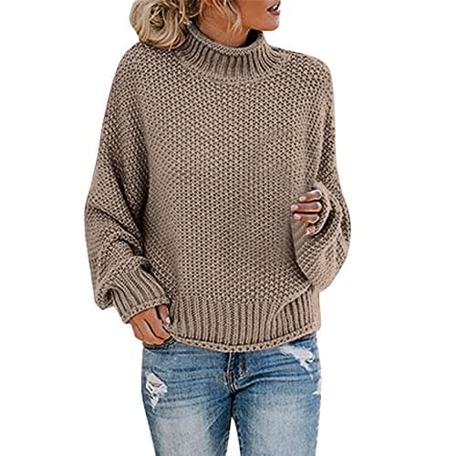 Image of Generisch Winter Knitted Jumper, Thick Jumper, Turtleneck Jumper, khaki, L