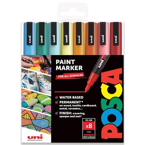 Image of Posca PC-3M Paint Marker Art Pens - 0.9-1.3mm – Summer Tones Set of 8 Pens in Gift Box