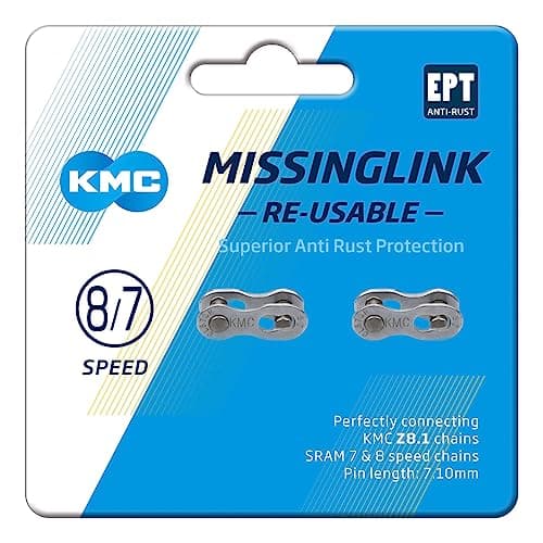 Image of KMC Unisex's 7/8 Speed EPT MissingLink Joining Link, Dark Silver, 7.1mm (2 Pairs)