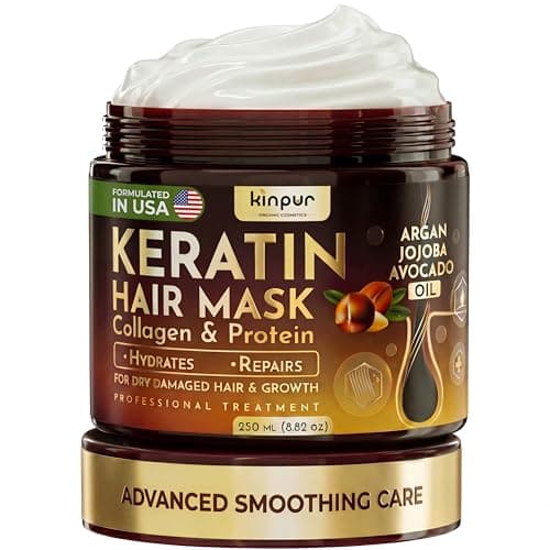 Image of Keratin Hair Mask for Dry, Damaged or Long Hair - Deep Conditioner Masque with Protein, Coconut, Jojoba & Avocado Oil – Collagen Treatment for Hair Growth & Hydration, Split Ends Repair, Color-Safe