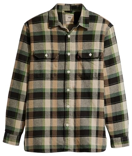 Image of Levi's Men's Jackson Worker Shirt, Medina Plaid Meteorite, S