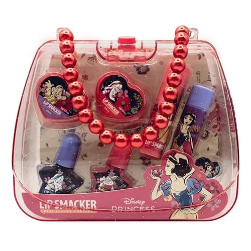 Image of Lip Smacker Snow White Tote Bag Set, 8-Piece Make up Set for Kids with Lip Balms, Nail Polish, Shimmer Creams and Accessories, in a Cute Mini Tote Bag, Disney Princess Gifts