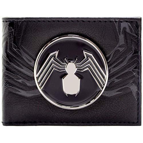 Image of Eddie Brock Venom Suit Up We are Venom! Metal Spider Emblem Wallet Bi-Fold ID & Card Holder, Black