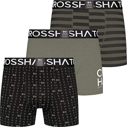 Image of Crosshatch Mens 3 Pack TRESCO' Boxers Shorts Underwear Trunks Multipack Set, Deep Lichen Green - Grimline, L