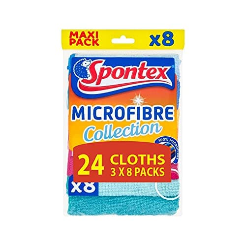 Image of Spontex Microfibre Multi-Purpose Cloths - Pack of 8 x 3, Multi Colours