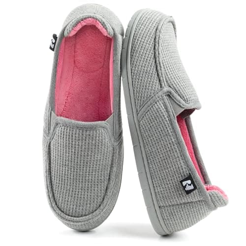Image of RockDove Women's Two-Tone Hoodback Slipper with Removable Insole, Size 5 UK Women, Gray and Pink
