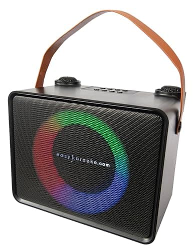 Image of Easy Karaoke EKS700 Digital Bluetooth Karaoke Speaker with 2 Wireless Microphones, LED Lights, Voice Changer, Compatible with PC, Mac, iPhone and Android devices