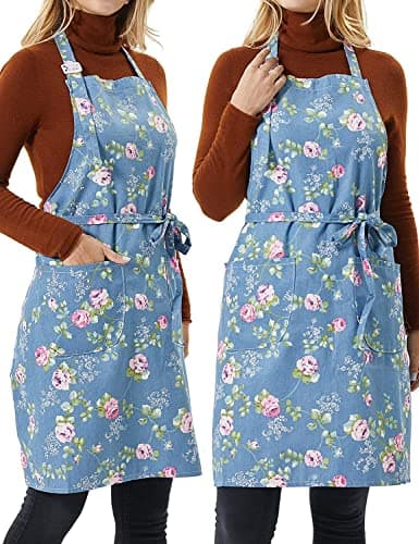 Image of Harrington Marley UK Seller | Floral Apron | Roses Pretty Vintage Style Aprons | Shabby Chic, Ditsy Peony Flower Design | Gift Idea | Retro 1950's Sugarcraft Apron Pinny