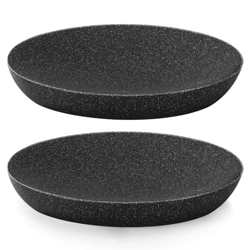 Image of Luxspire Soap Dish 2 Packs, Resin Soap Tray Soap Holder Container Box, Marble Pattern Oval Soap Plate Case, Sponge Dish Scrubbers Tray Holder for Bathroom Vanity Shower Kitchen Sink, Gravel Black