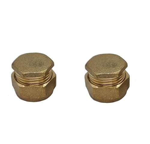 Image of TC Brass Compression Stop End Blank End Cap 15mm for Copper Pipe - Pack of 2