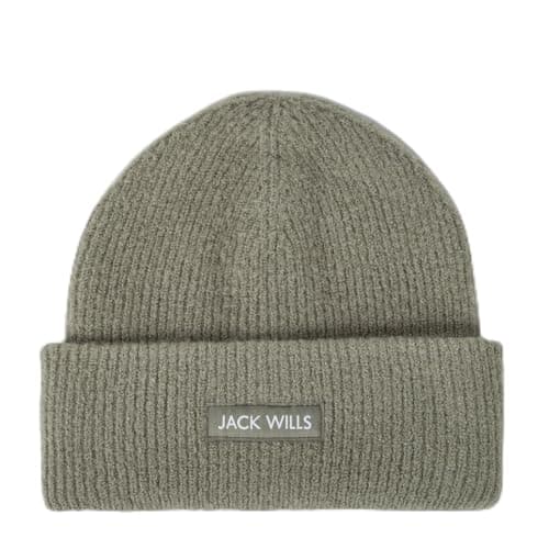 Image of Jack Wills Unisex Rib Knitted Beanie Whased Khaki Mens