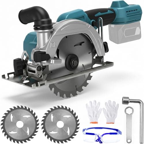 Image of 150mm Cordless Circular Saw Compatible with Makita 18V Battery – Mini Circular Saw with Brushless Motor(6800 RPM), 2 Blades, 0-55mm Depth Cut for Wood and Thin Metal (Without Battery)