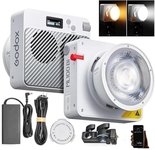 Image of Godox ML100Bi 120W LED Video Light, 2800K-6500K Bi-Color Video Lighting Kit, 34300 Lux CRI 97+/TLCI98+, APP Control, Support USB-C Charging,for Filmmaking/Live/Outdoor Photography (ML100Bi)