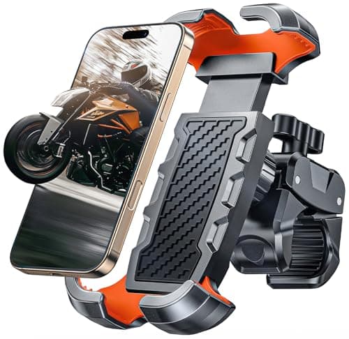 Image of CIRYCASE Bike Phone Holder with [Heavy-Duty Clamp], [All-Around Secure] Motorbike Phone Holder for Bike Motorcycle Bicycle Handlebar, [1s Put & Take] Bike Phone Mount & Adapters for 4.7"-6.8" Phones