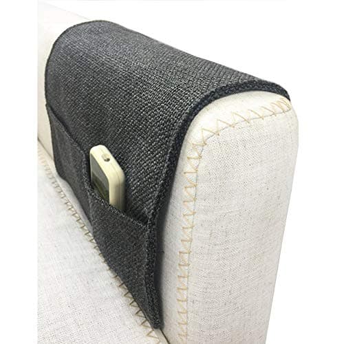 Image of Anti-Slip Couch Sofa Armrest Organiser Chair Bedside Storage Pocket TV Remote Holder Bed Storage Pocket Bag for Cellphone Notepad Book Magazines Holder Pouch (#C1-Dark Grey (Dual Pockets on each end))