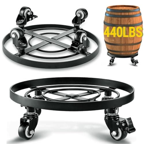 Image of Amagabeli 2 Pack Metal Plant Caddy with Wheels Heavy Duty 35cm Round Outdoor Plant Stand on Wheels Garden Flower Plant-Pot Stands Wheels Dollyfor Indoor Plant Trolley Casters Rolling Coaster Black