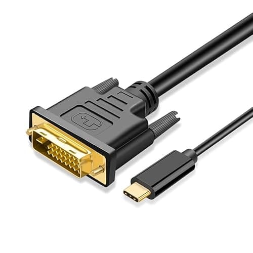 Image of MMOBIEL USB-C to DVI Cable Adapter - Male USB-C to Male DVI-D Dual Link Compatible with MacBook, iPad, Dell XPS etc. - Cable Converter Supports Monitor, TV, Projector - 1080p Full HD 60Hz - 6ft / 1.8m