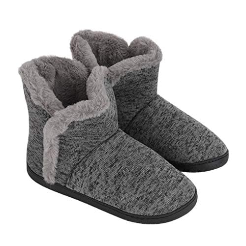 Image of IPENNY Women's Warm Cozy Knit Boots Indoor Slipper Boots Non-Slip House Slippers Fuzzy Ankle High Snow Bootie with Knitted Upper & Fleece Lined Warm Ankle Bootie Slippers