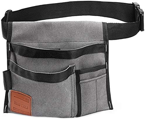 Image of Vidar Tools 6-Pocket Single Side Tool Belt Pouch/Utility Belt/Work Apron for Carpenter and Gardener.Durable Canvas Construction.Comfortable Adjustable Belt.Light Weight.Grey.