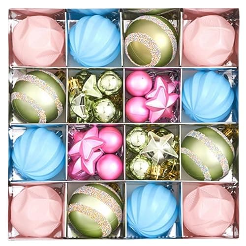 Image of Jasmeko Christmas Tree Baubles Sets, 44pcs Colorful Shatterproof Tree Balls Ornaments for Xmas Decoration (C)