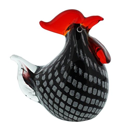 Image of Juliana Objets d'art Glass Figurine Black Red Cockeral Paperweight Ornament