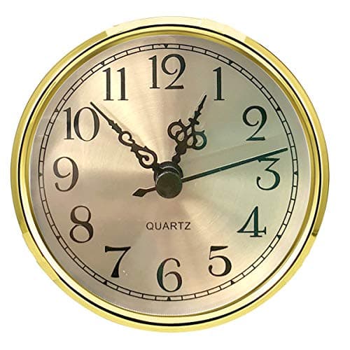 Image of HILLHOME Mini Round Quartz Clock - 3.5 Inch (90 mm) Gold Dial, Gold Tone Bezel, Arabic Numerals, Fits 3.0 inch (78 mm) Hole
