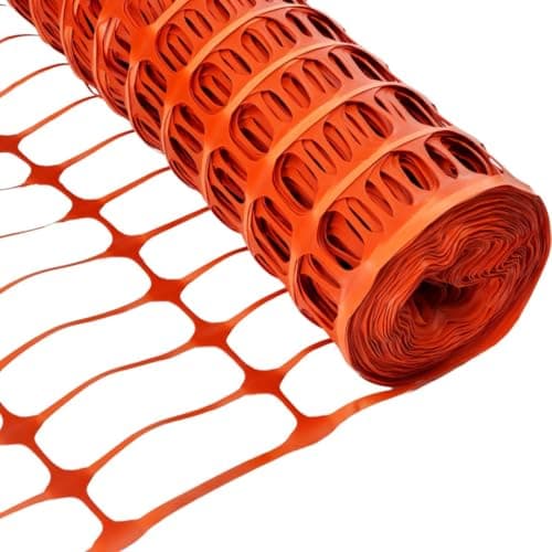 Image of TuffLine Plastic Barrier Fencing Roll 1m x 50m 80GSM, Temporary Safety Fence Mesh, Garden Fencing Roll, Construction Site Barrier, Crowd Control Fencing - Orange