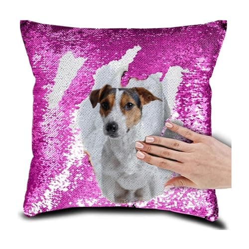 Image of Personalized Magic Reversible Glitter Pillow Cover,Custom DIY Photo Design with Any Image or Text Sequin Pillow Case, Lovers & Family Pictures, Unique Gift, 40x40cm Cushion Case For Dad