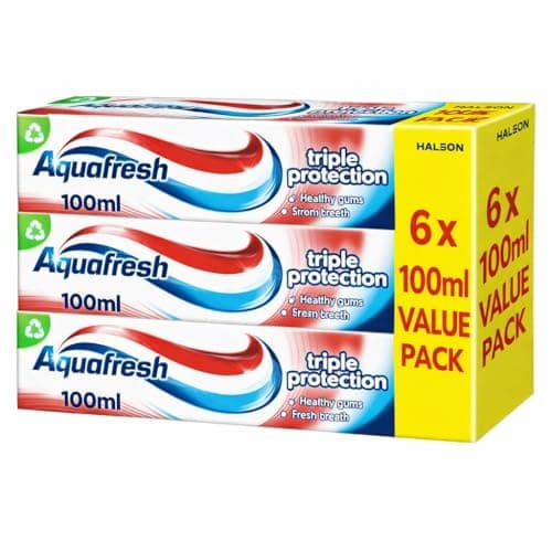 Image of 6 x 100ml Aquafresh Triple Protection Toothpaste – Fluoride Toothpaste for Strong Teeth, Healthy Gums & Fresh Breath – Everyday Family Oral Care