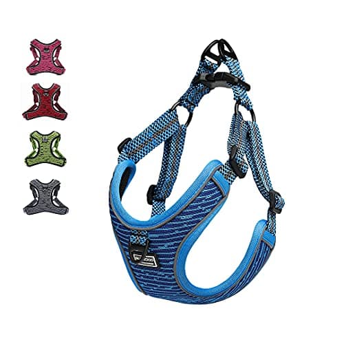 Image of Suredoo Adjustable Dog Harness with Front Clip, No Pull Soft Mesh Padded Reflective Breathable Pet Vest Harness for Small Medium Large Dogs (S, Blue)
