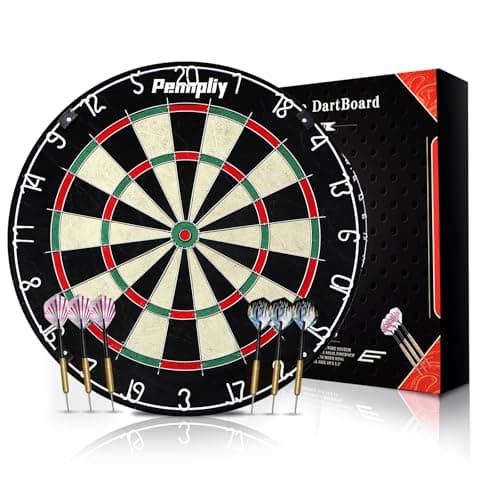 Image of Wakefa Bristle Dart Board for Adults, Steel Tip Dart Boards Set, Professional Dartboard and Darts in Game Room Bar Office, Regulation Size High Grade Sisal Dartboards with 6 18g Metal Tip Darts