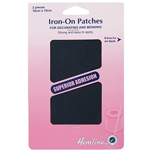 Image of Hemline Cotton Twill Iron On Repair Mending Patch Navy