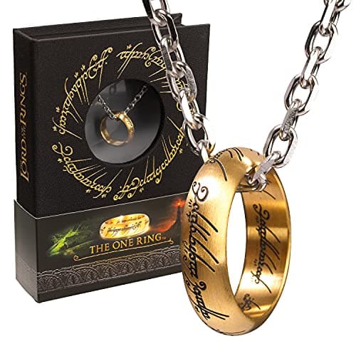 Image of The Noble Collection The Lord of the Rings The One Ring - Anodised Stainless Steel One Ring on 24in (61cm) Chain - Officially Licensed Film Set Movie Props Jewellery Gifts