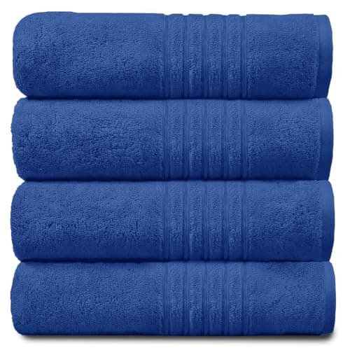 Image of New Hampton Pack of 4 Hand Towel Set, 100% Ringspun Cotton, Extra Absorbent 450 GSM Luxury Towel, Blue, 4PK