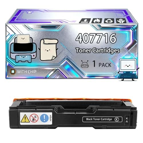 Image of 407716 407717 407718 407719 Toner Cartridges Compatible for Ricoh Aficio SP C252DN SP C252SF Printers, With Chip, 7500 Pages, Vibrant Colours (1 Pack Black)