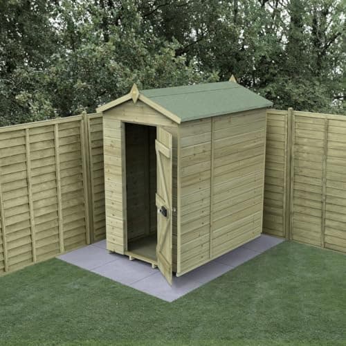 Image of Forest Garden 4x6 Wooden Apex Shed|No Windows|Timberdale Outdoor Storage with Floor| 25 Yr Anti-Rot Protection