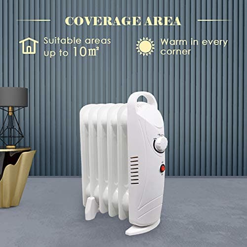 Image of NRG 6 Fin Mini Oil Filled Radiator Portable Electric Heater 800W White