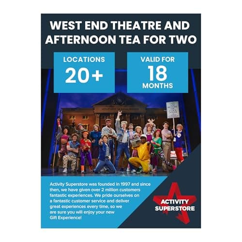 Image of Activity Superstore West End Theatre and Afternoon Tea for Two, World-Class West End show, Experience Days, London Getaway, Retirement Gifts